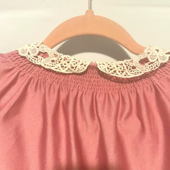 Vintage Ship’n Shore Pink Lace Collared Blouse - Picture 3 of 8